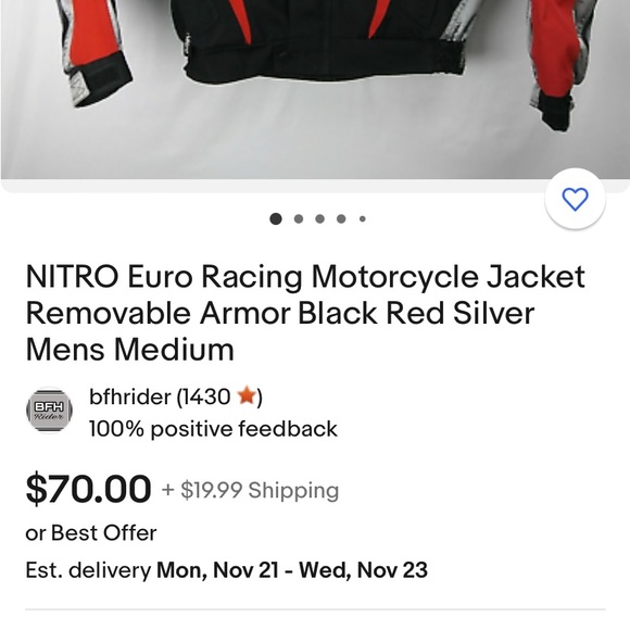 Nitro Mens riding jacket safety Padding. Large black,red, silver - Picture 10 of 14